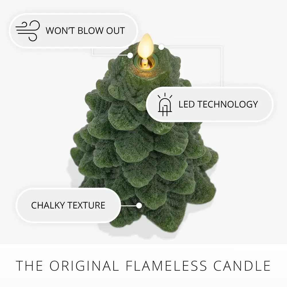 Luminara Chalky Green Christmas Tree Flameless LED Candle 6.5in Holiday New